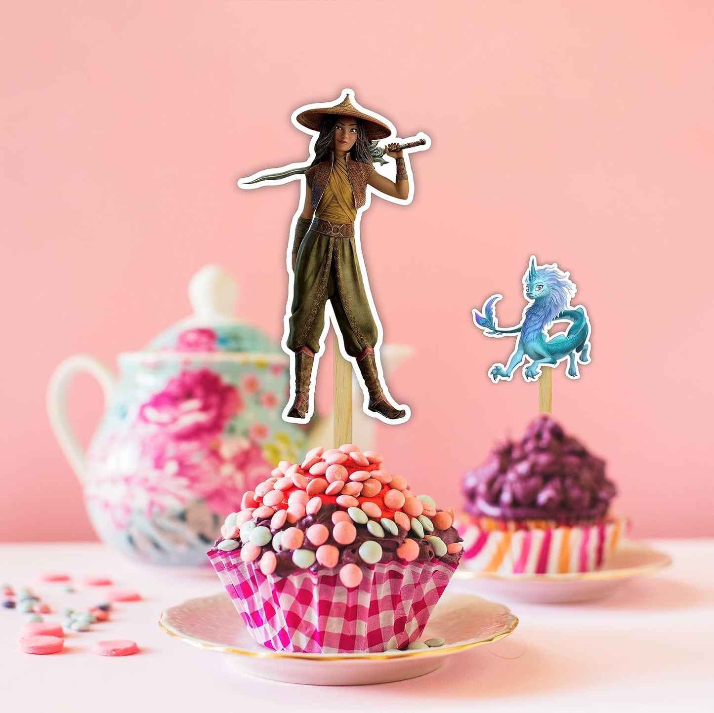 "Raya and the Last Dragn Cupcake Topper – Princess and Fantasy-Themed Party Decoration – Colorful Cupcake Picks Featuring and Friends for Birthday Parties and Themed Celebrations"