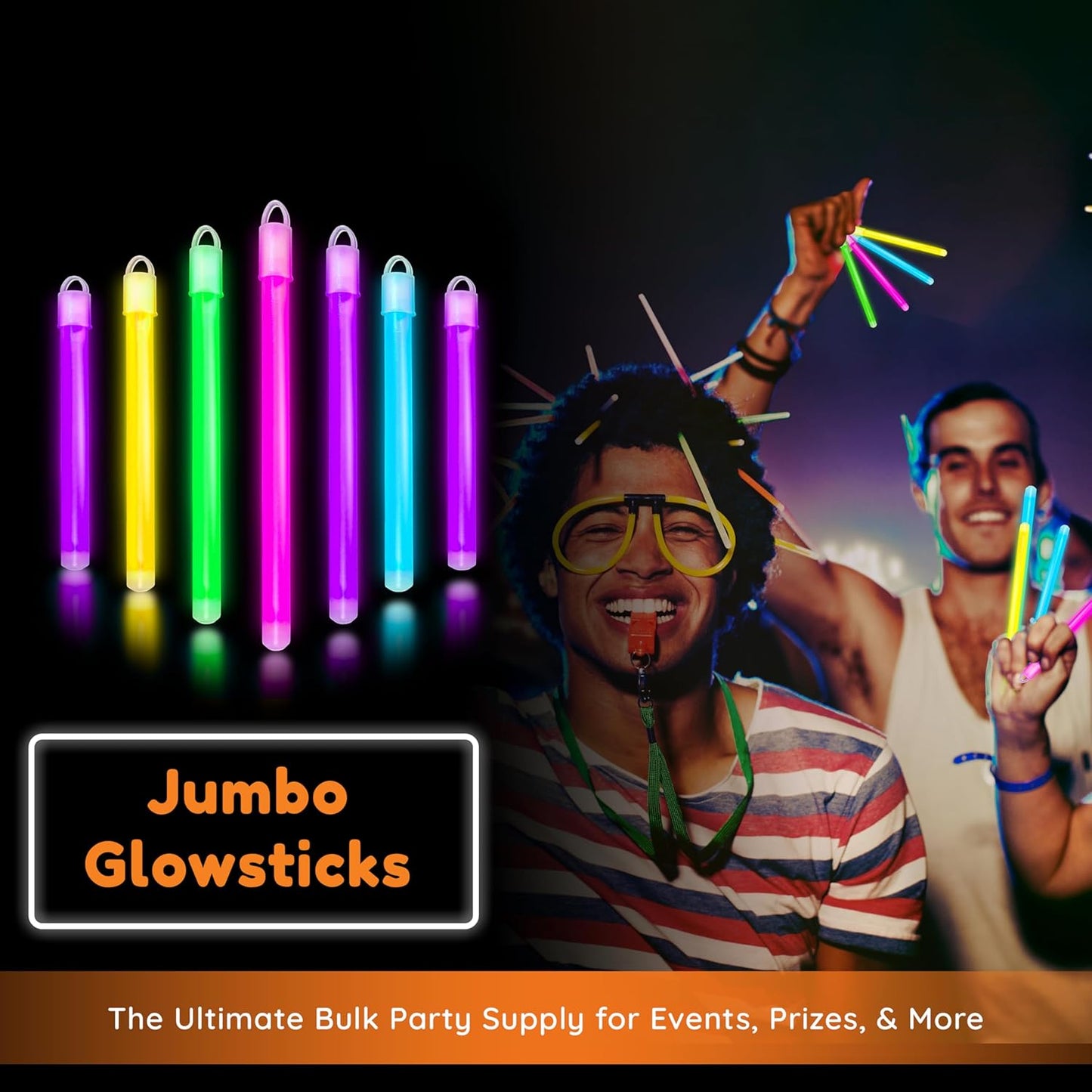 Glow Fever Glow in The Dark Sticks - 100 ct 6" Glow Sticks Bulk Party Pack with End Caps & Lanyards - Glow Party Favors for Concert, Festival, & Wedding Neon Light Sticks by Party Dragon, Yellow